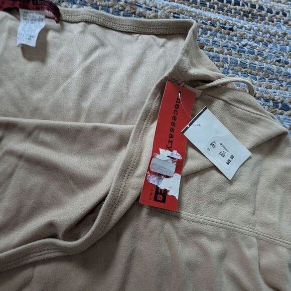 Vtg 70s Faux Suede Handkerchief Skirt Tan 3X Beaded Tie Front Asymmetrical Retro - Picture 6 of 7